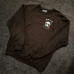 Riot Society Brown Panda Graphic Crewneck Sweater